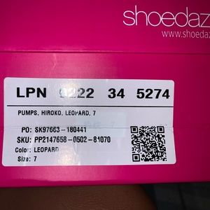 Size 7, leopard print ankle tie heels. Brand New. Still in box